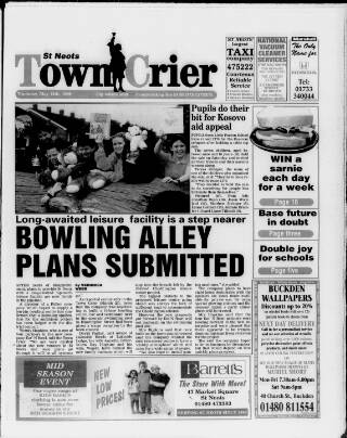 cover page of St Neots Town Crier published on May 13, 1999