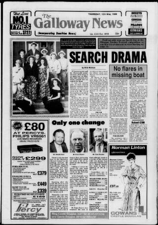 cover page of Galloway News and Kirkcudbrightshire Advertiser published on May 12, 1988