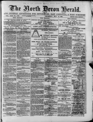 cover page of North Devon Herald published on May 12, 1892