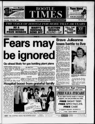 cover page of Bootle Times published on May 12, 1994