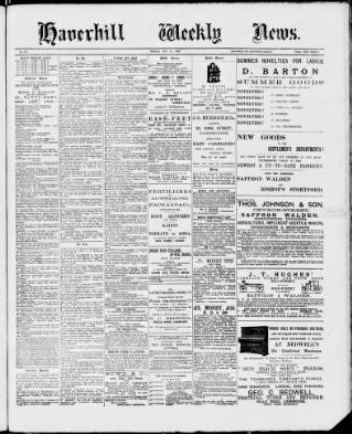 cover page of Haverhill Weekly News published on May 26, 1893