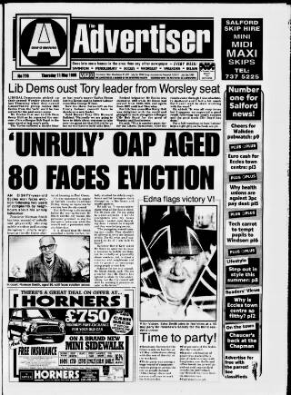 cover page of Salford Advertiser published on May 11, 1995