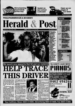 cover page of Wellingborough & Rushden Herald & Post published on May 12, 1994