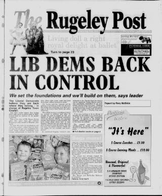 cover page of Rugeley Post published on May 13, 1999