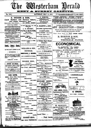 cover page of Westerham Herald published on May 11, 1907