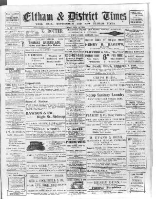 cover page of Eltham & District Times published on May 12, 1916