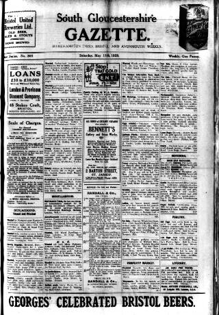 cover page of South Gloucestershire Gazette published on May 11, 1929