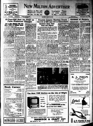 cover page of New Milton Advertiser published on May 11, 1957