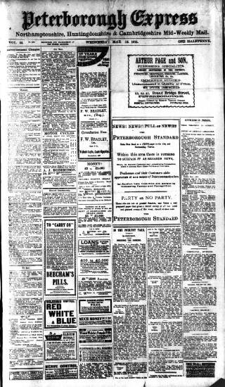 cover page of Peterborough Express published on May 12, 1915