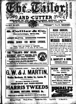 cover page of Tailor & Cutter published on May 12, 1910