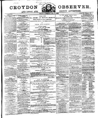cover page of Croydon Observer published on May 11, 1866