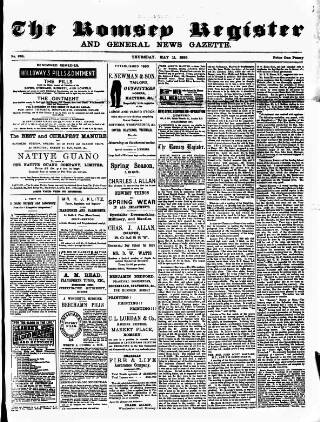 cover page of Romsey Register and General News Gazette published on May 11, 1893