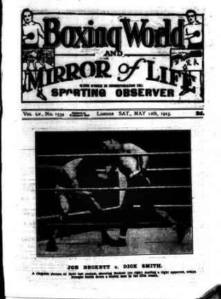 cover page of Boxing World and Mirror of Life published on May 12, 1923