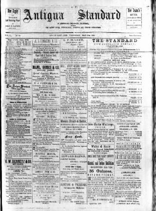 cover page of Antigua Standard published on May 12, 1886