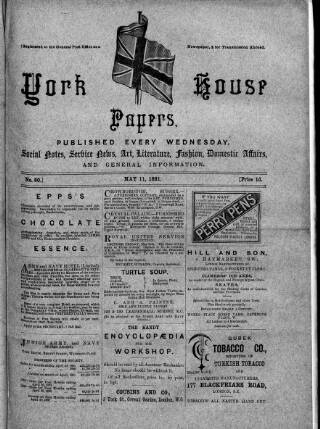 cover page of York House Papers published on May 11, 1881