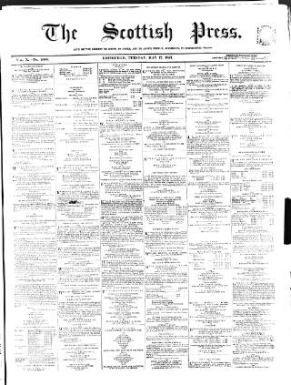 cover page of Scottish Press published on May 12, 1857