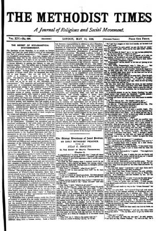 cover page of Methodist Times published on May 12, 1898