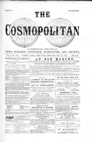 cover page of Cosmopolitan published on May 12, 1870