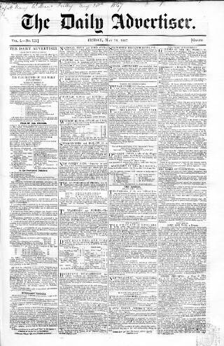 cover page of London and Liverpool Advertiser published on May 28, 1847