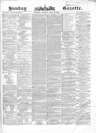 cover page of Sunday Gazette published on May 26, 1867