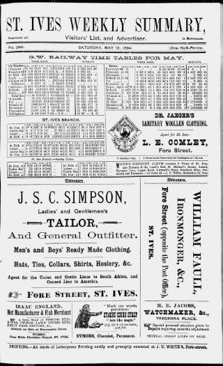 cover page of St. Ives Weekly Summary published on May 12, 1894