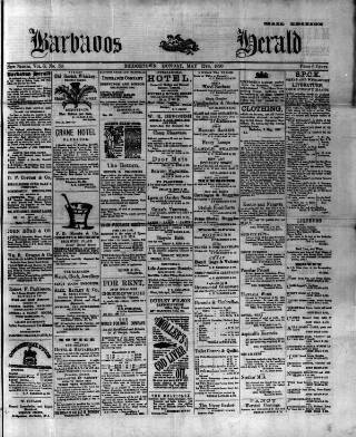 cover page of Barbados Herald published on May 12, 1890