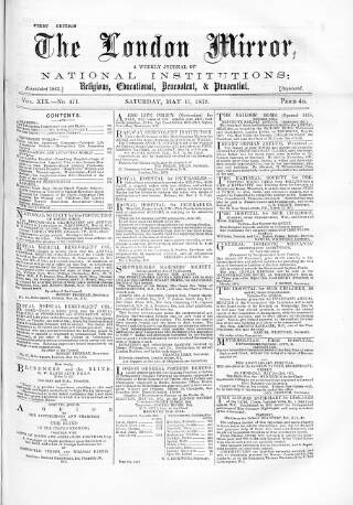 cover page of London Mirror published on May 11, 1872
