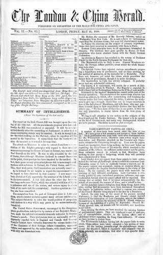 cover page of London & China Herald published on May 21, 1869