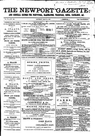 cover page of Newport Gazette published on May 11, 1867