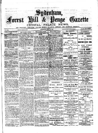 cover page of Sydenham, Forest Hill & Penge Gazette published on May 12, 1883