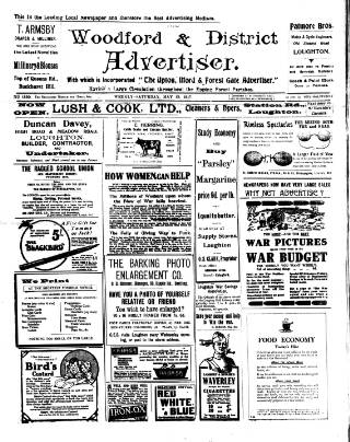 cover page of Woodford and District Advertiser published on May 12, 1917