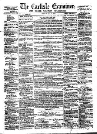 cover page of Carlisle Examiner and North Western Advertiser published on May 11, 1858