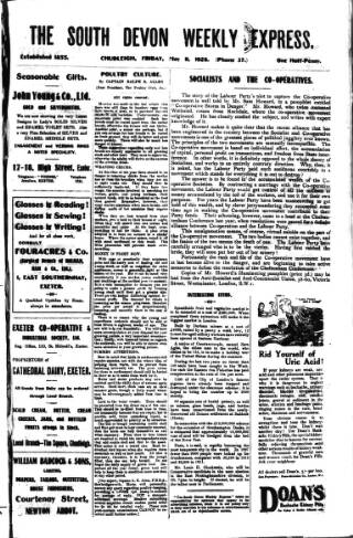 cover page of South Devon Weekly Express published on May 11, 1928