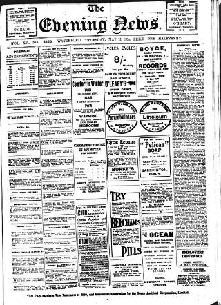 cover page of Evening News (Waterford) published on May 12, 1914