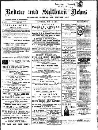 cover page of Redcar and Saltburn News published on May 11, 1895