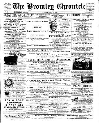 cover page of Bromley Chronicle published on May 11, 1899