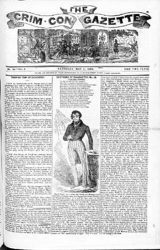 cover page of Crim. Con. Gazette published on May 11, 1839
