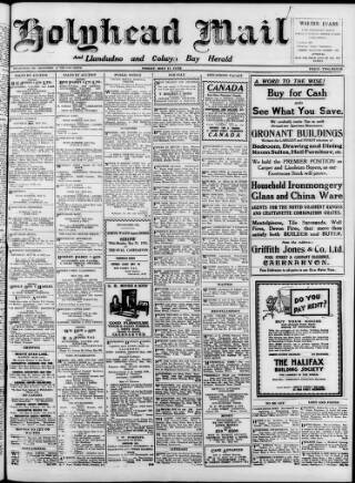 cover page of Holyhead Mail and Anglesey Herald published on May 11, 1928