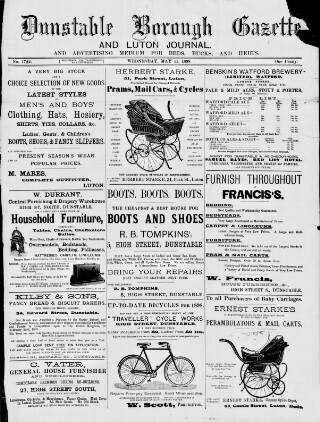 cover page of Dunstable Gazette published on May 11, 1898