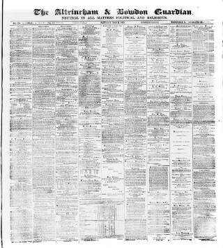 cover page of Altrincham, Bowdon & Hale Guardian published on May 11, 1878