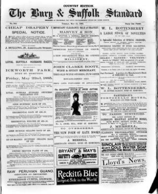cover page of Bury & Suffolk Standard published on May 12, 1885