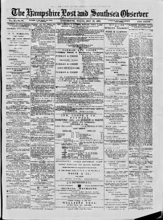 cover page of Hampshire Post and Southsea Observer published on May 12, 1876