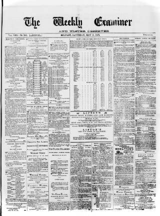 cover page of Weekly Examiner (Belfast) published on May 11, 1878