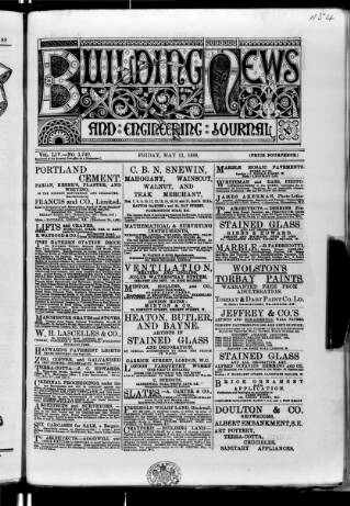 cover page of Building News published on May 11, 1888