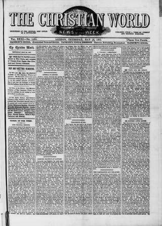 cover page of Christian World published on May 12, 1887