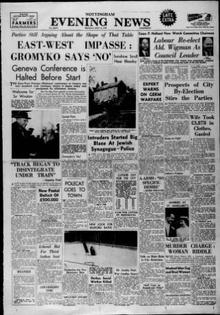 cover page of Nottingham Evening News published on May 11, 1959