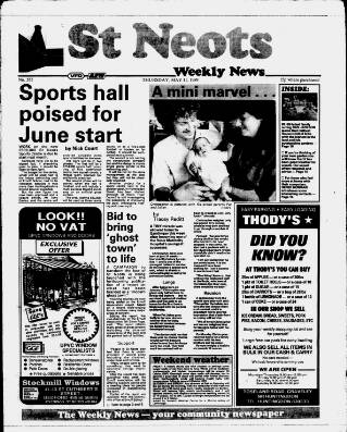 cover page of St. Neots Weekly News published on May 11, 1989