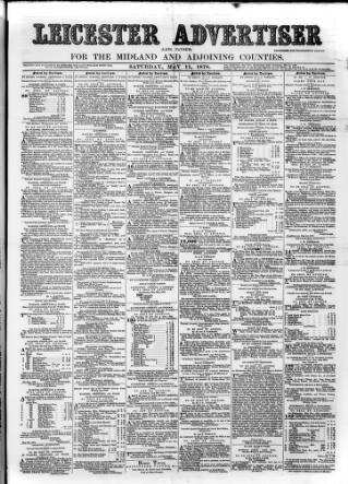 cover page of Leicester Advertiser published on May 11, 1878