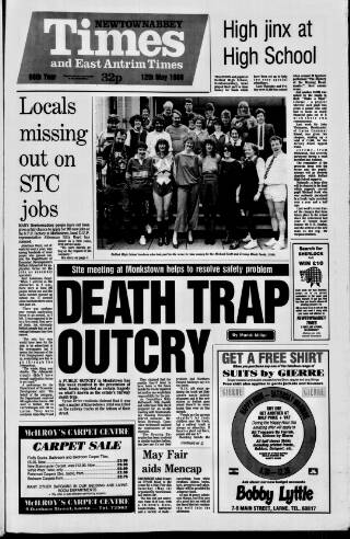 cover page of Newtownabbey Times and East Antrim Times published on May 12, 1988